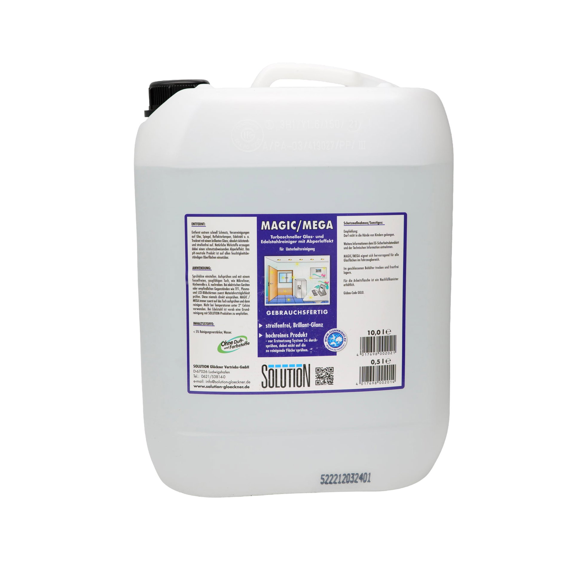 Solution Magic Glas und Edelstahlreiniger 10 l Kanister — Karton: 10 Stk.