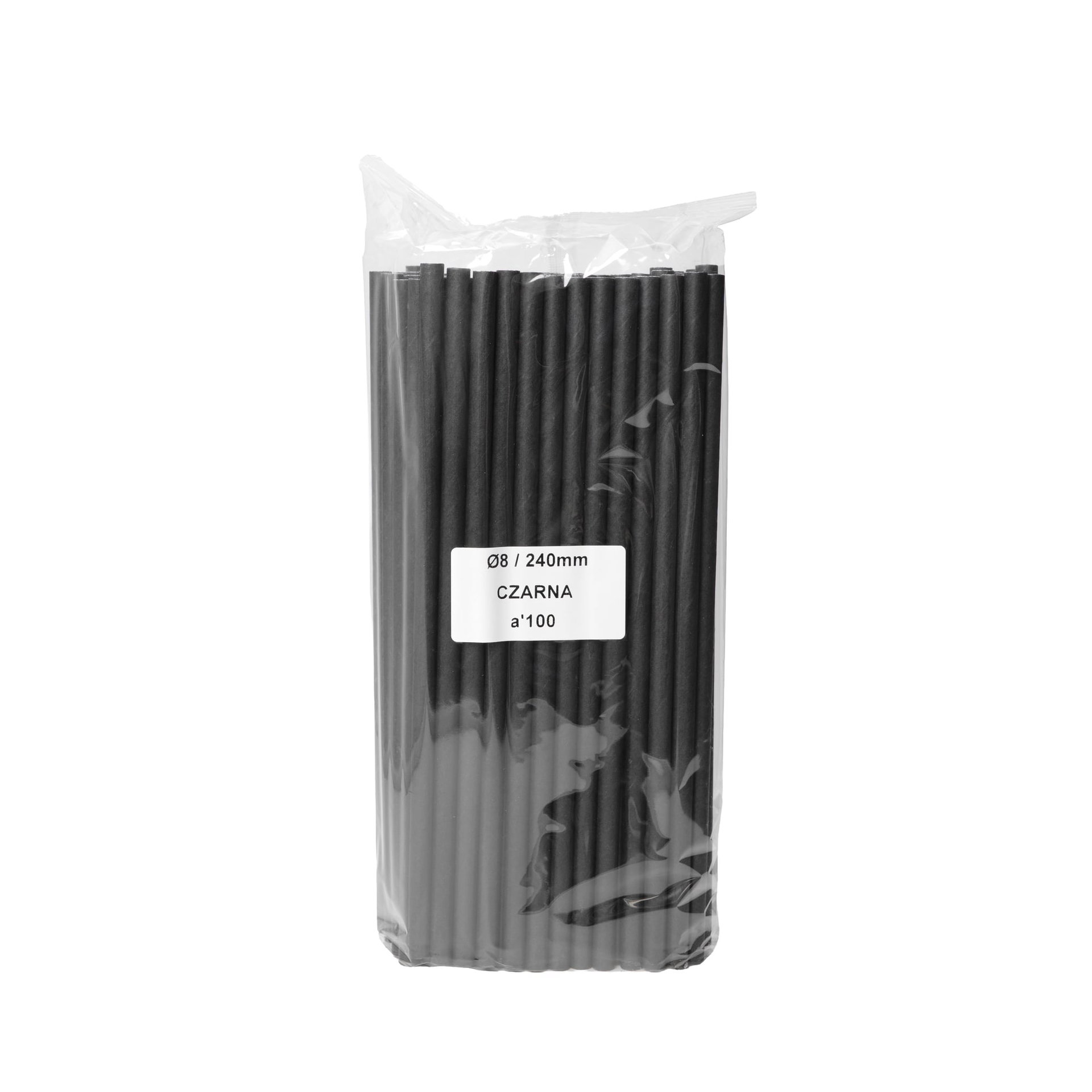 GastroBox Papier Trinkhalme 8/240 Schwarz — Karton: 100 Stk.