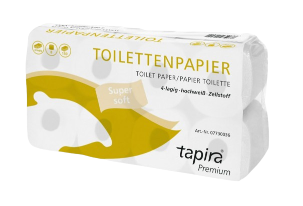 Tapira premium Toilettenpapier 4-lagig — Zellstoff · Karton: 72 Stk.