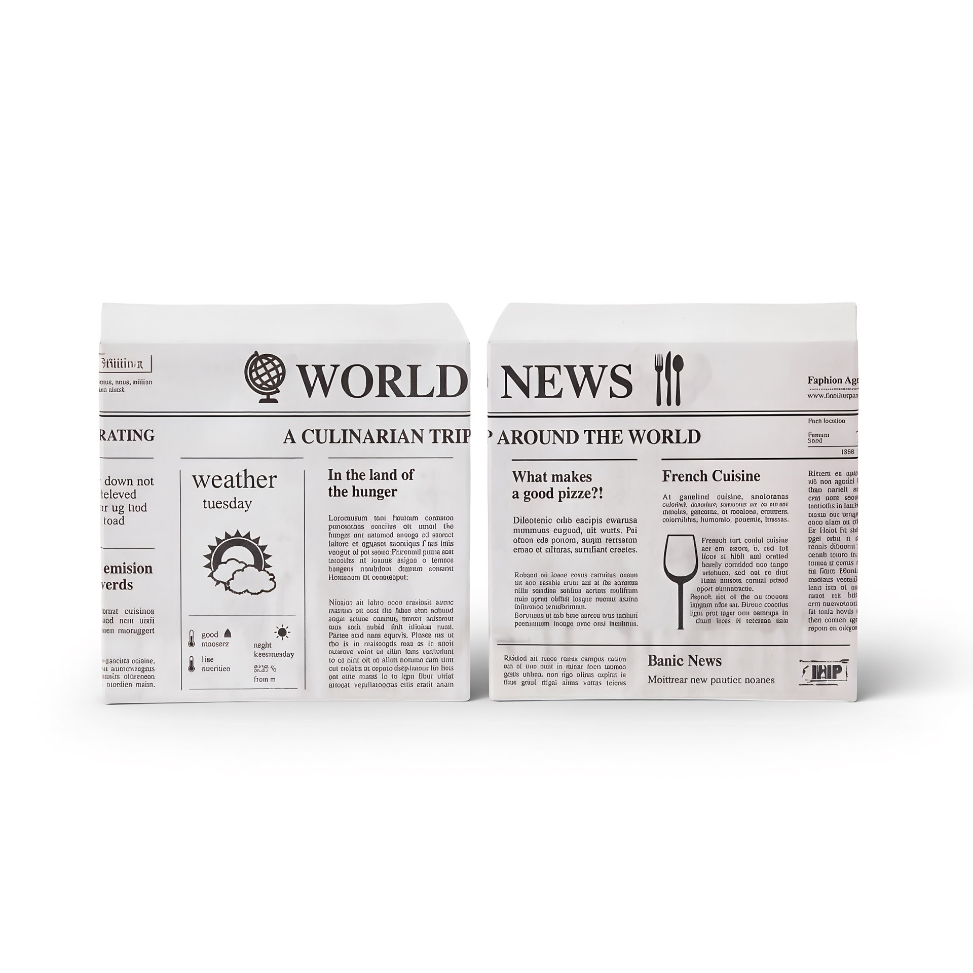 Snack Beutel 15 × 16 cm — Newspaper · Karton: 1000 Stk.