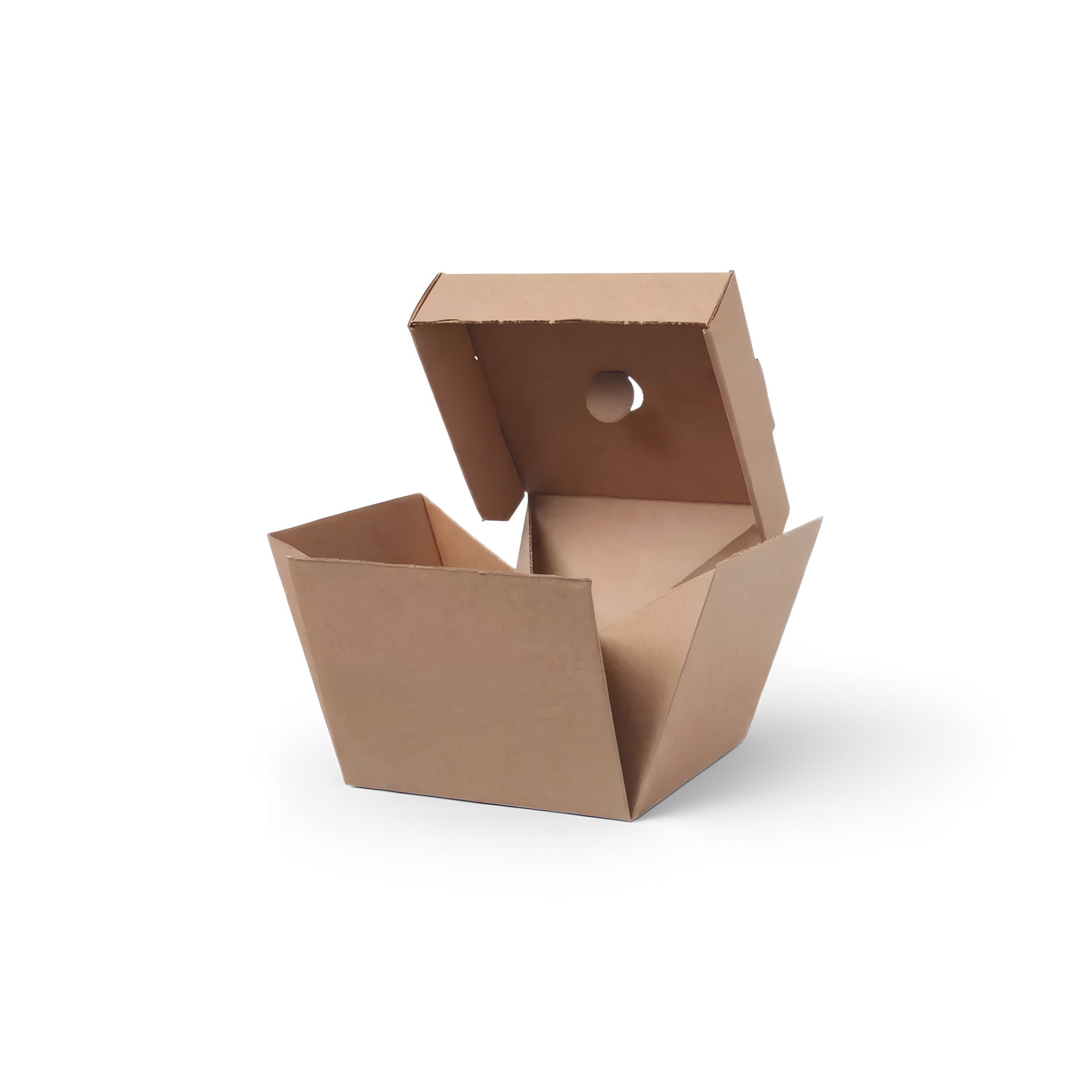 Hamburger-Box 14 × 14 × 12 cm — Wellpappe · Braun · Karton: 100 Stk.