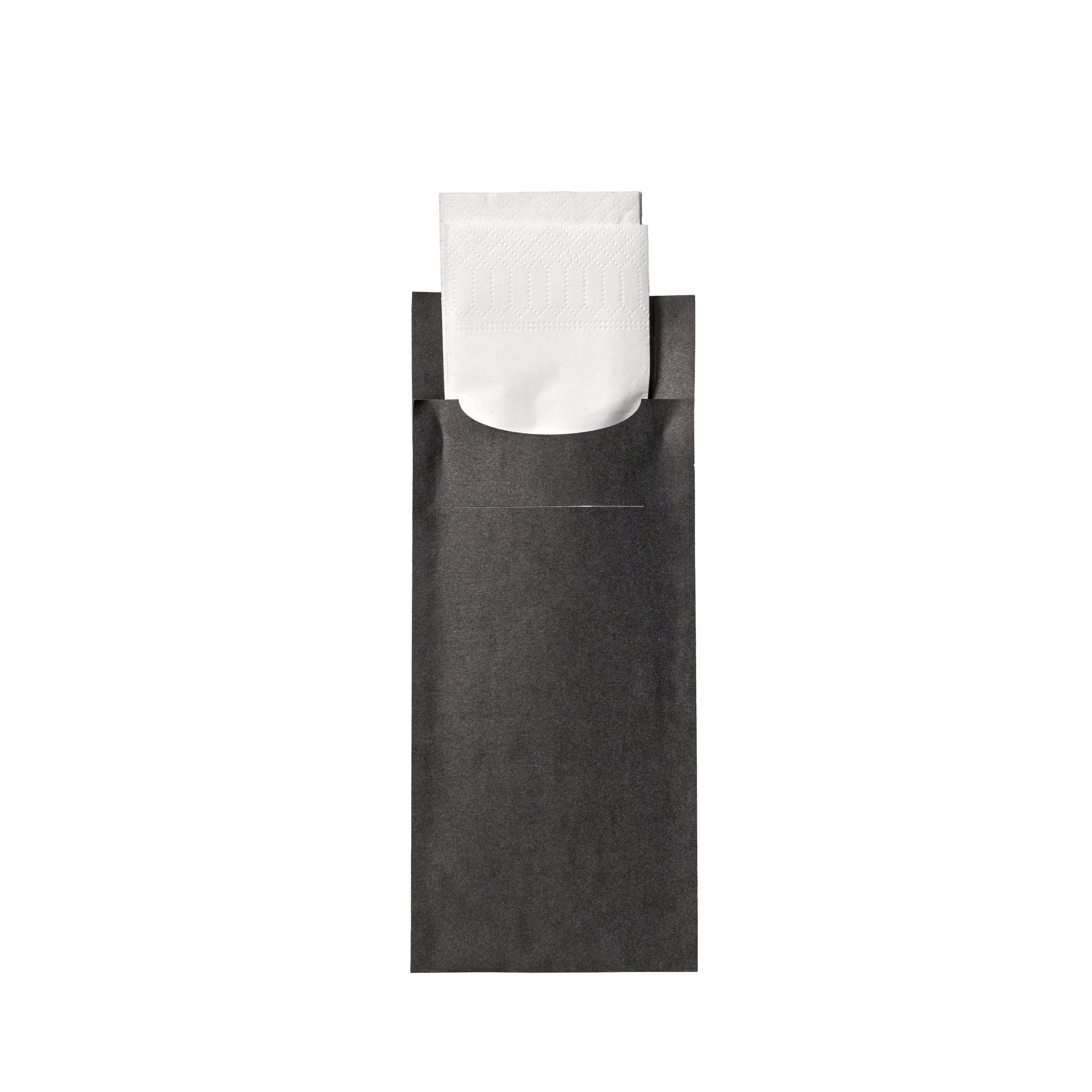 Bestecktasche Marble Zwart Schwarz, Serviette Weiß — Karton: 500 Stk.