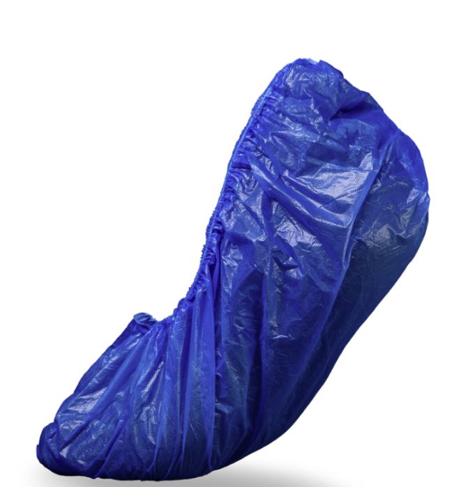 Eco-Plus PE Überschuhe gehämmert 15 × 42 cm — Blau · Karton: 100 Stk.