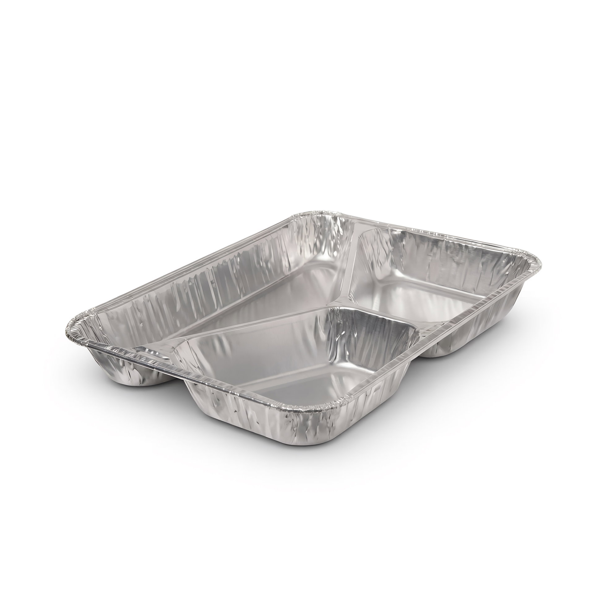 Menüschale 3-geteilt — Aluminium · Weiß · Karton: 250 Stk.
